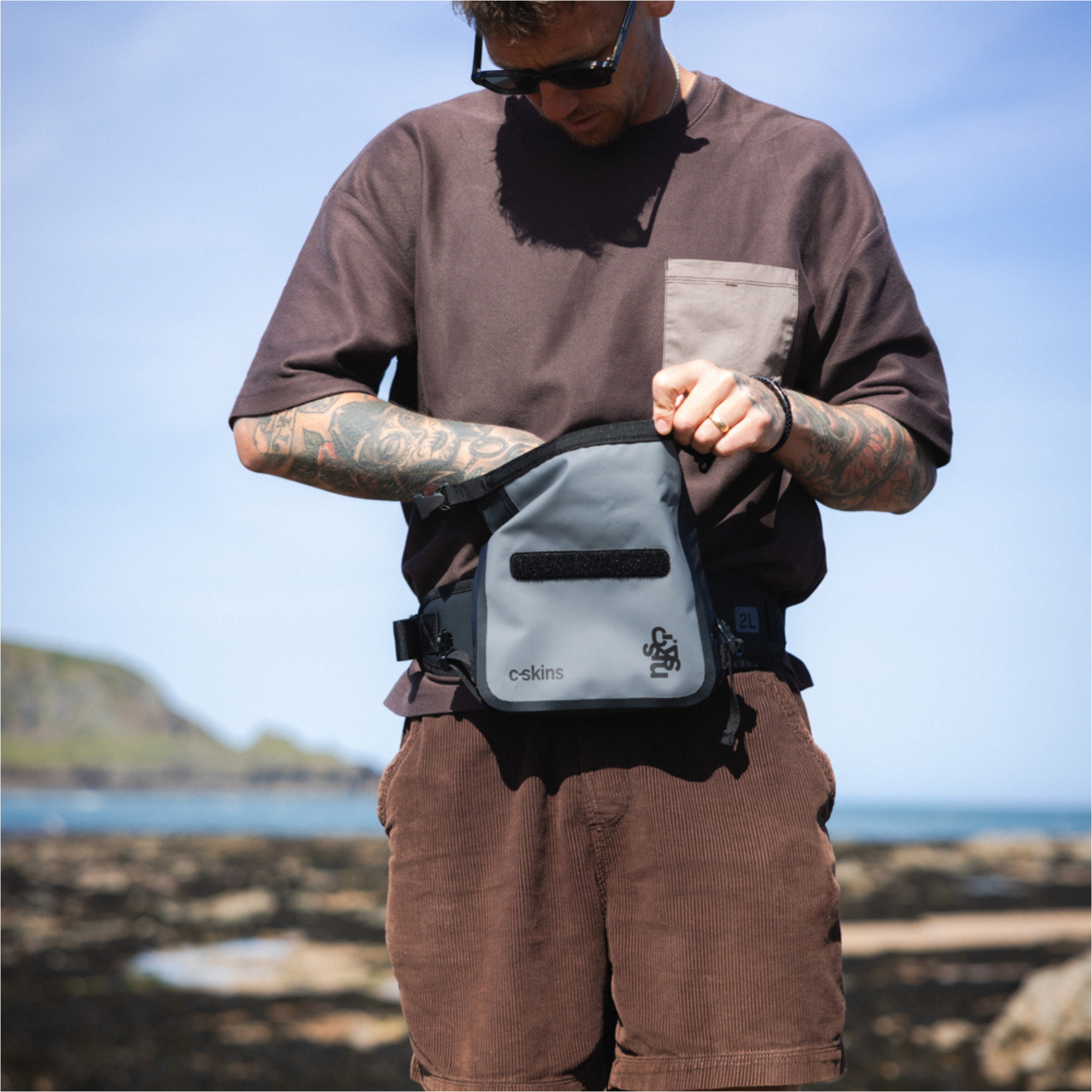 2026 C-Skins Session 2L Dry Bag Waist Pack C-DBWSE2 - Storm Grey